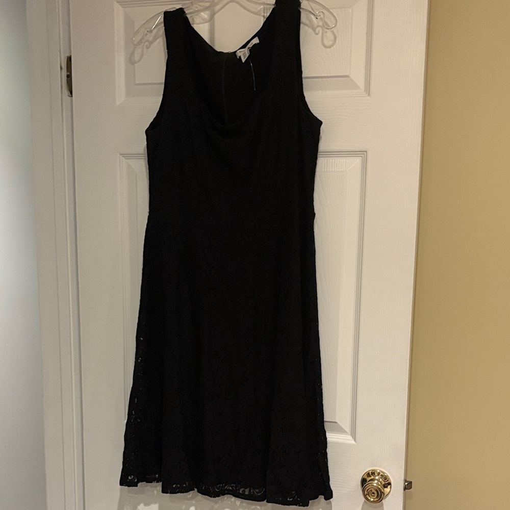 White House Black Market Black Lace Midi Dress